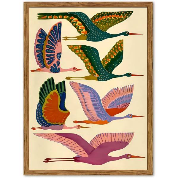 Framed Colorful Bird Wall Art